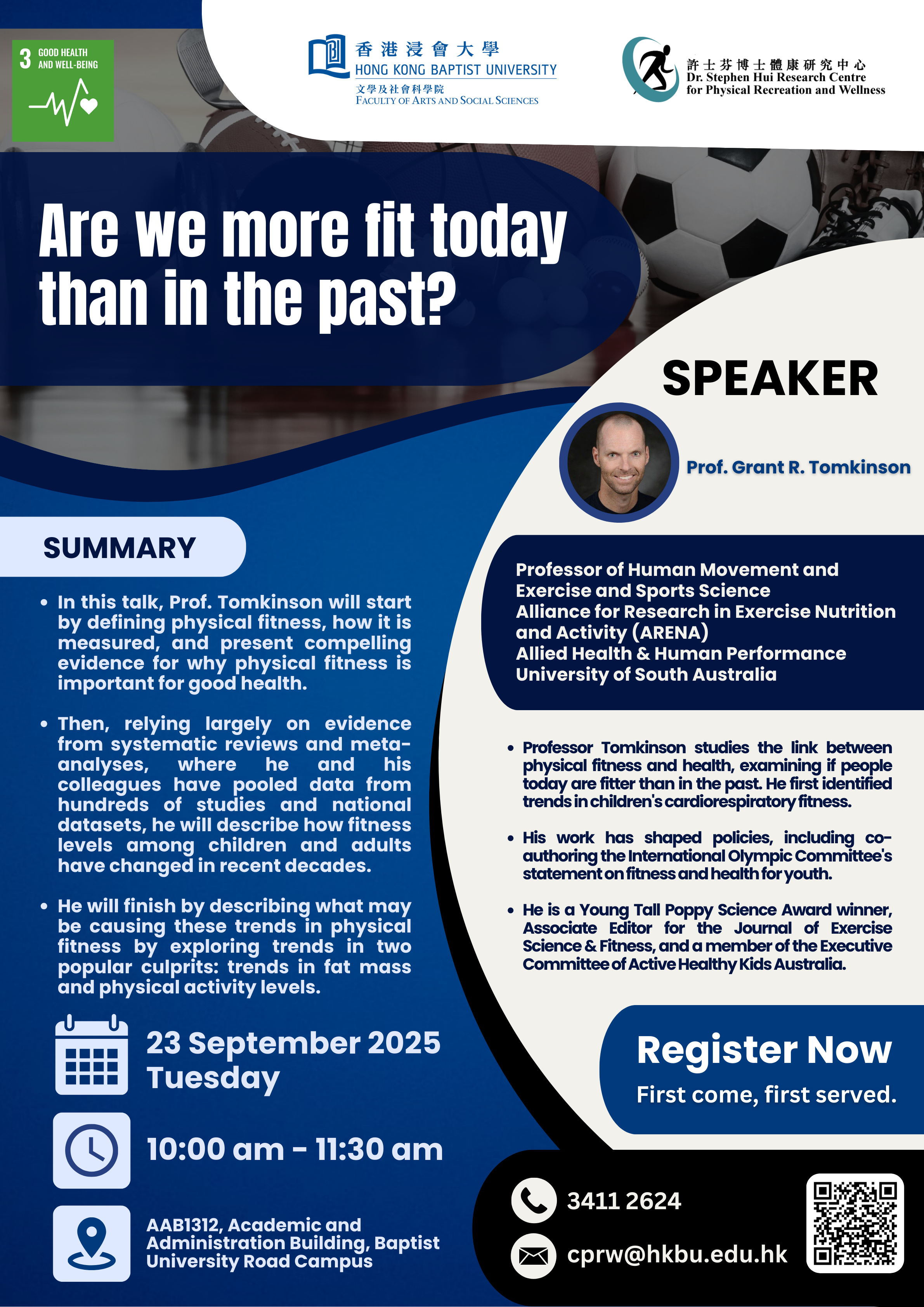 Research seminar presented by Prof. Grant Tomkinson