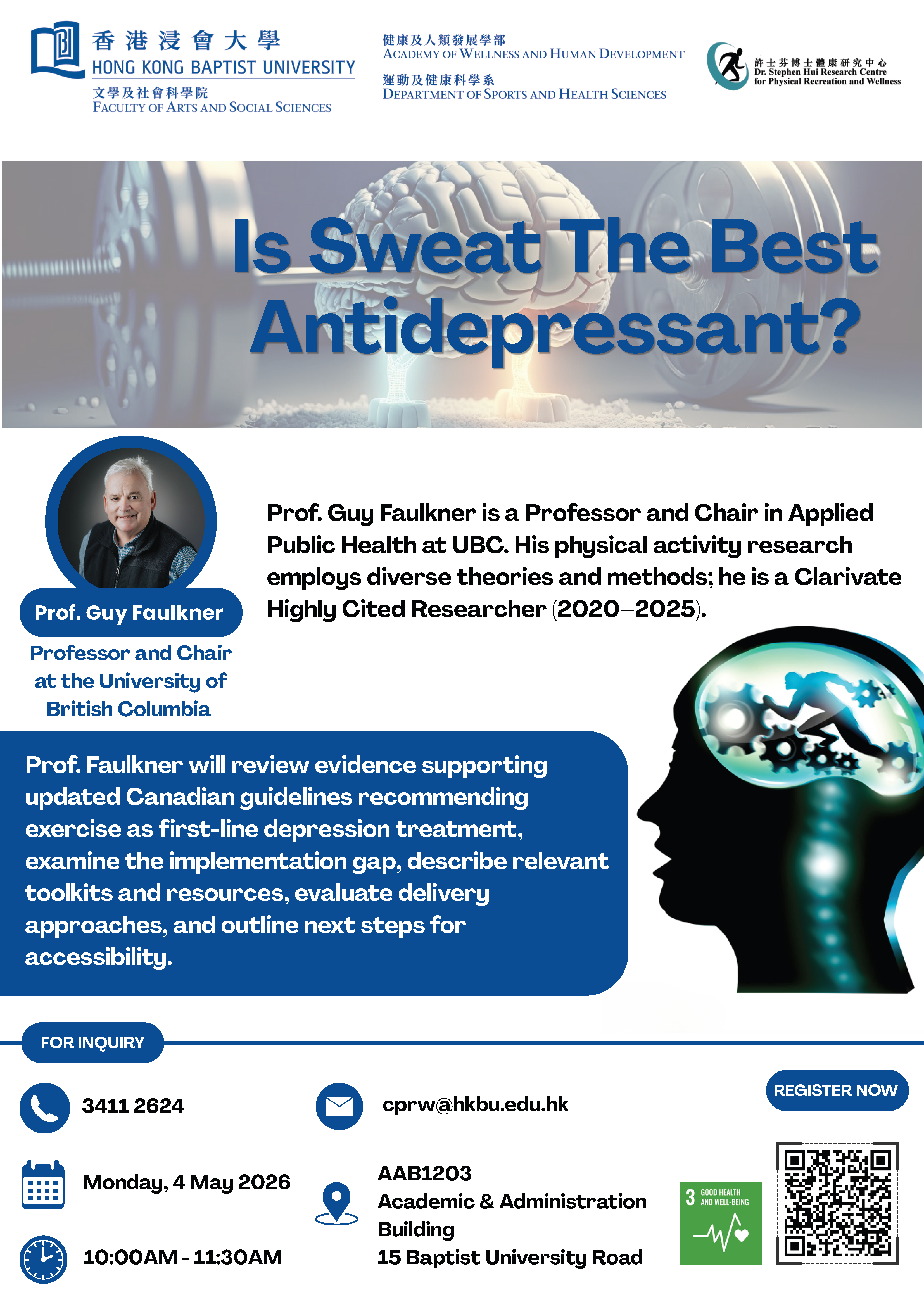 Research seminar presented by Prof. Guy Faulkner