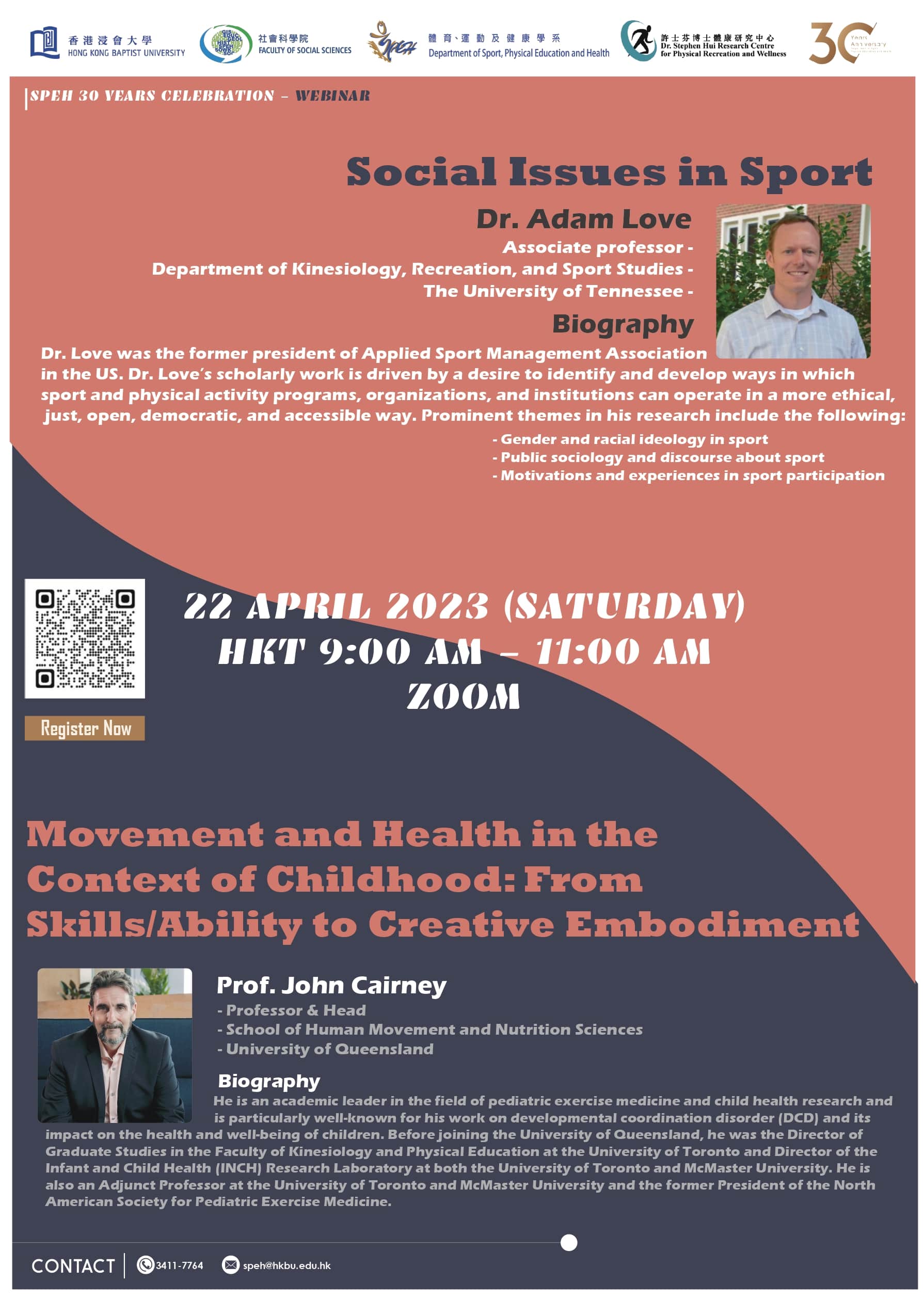 Research seminar: Social Issues in Sports presented by Prof. John Cairney and Dr. Adam Love