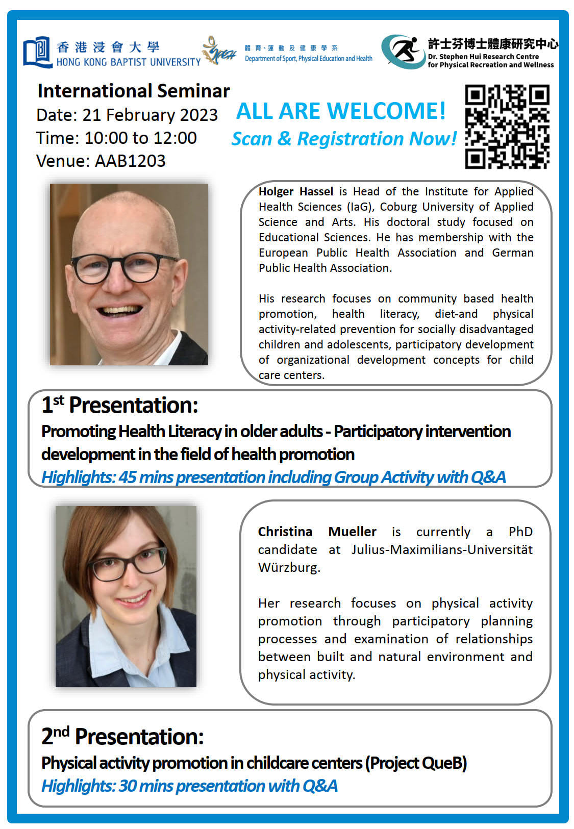 20230221 International Seminar presented by Prof Holger Hassel and Ms. Christina Mueller